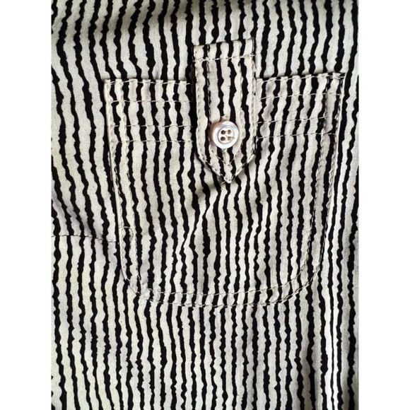 FDJ FRENCH DRESSING JEAN Women Black Beige Stripe Button Front Top Blouse - Picture 8 of 13